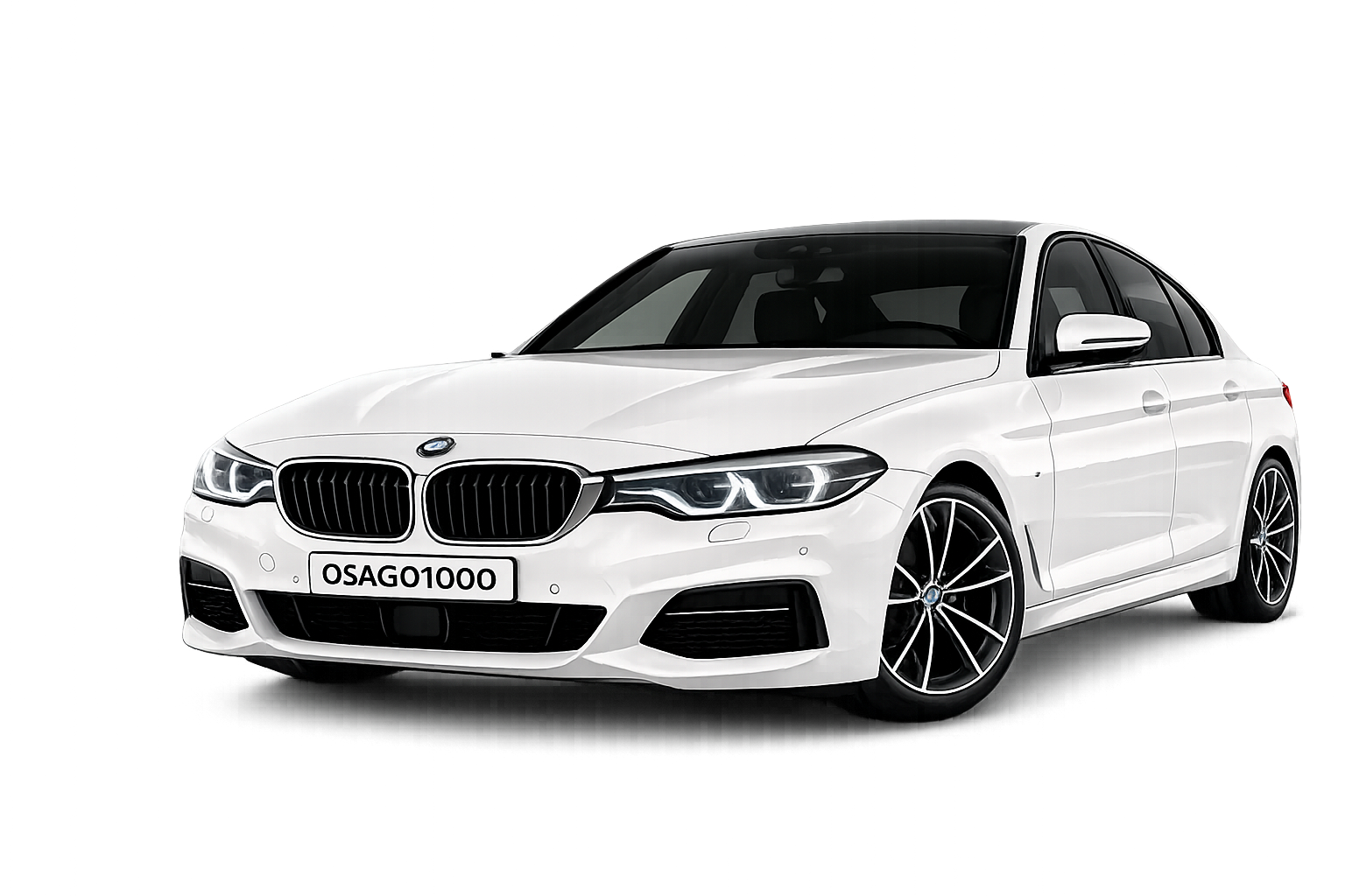 Белый BMW с номером OSAGO1000